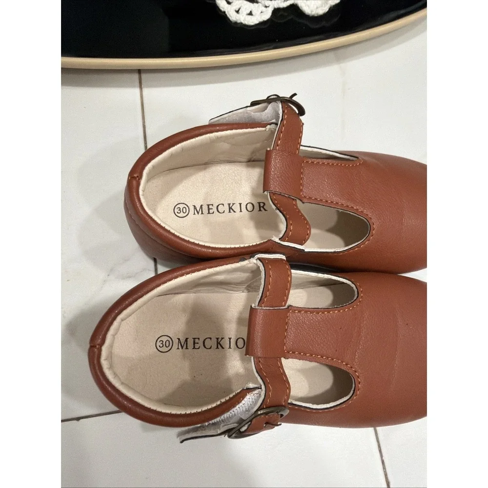 Meckior Shoes Girls Size 12.5 Mary Jane  Vegan Leather Toddler Kids Hook/Loop